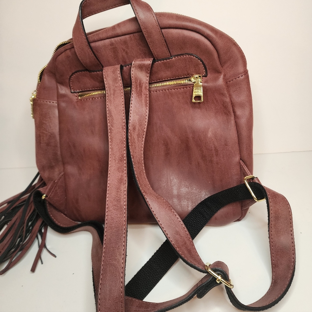 Steve Madden Mauve Backpack Purse Tassel Faux Leather Women - Picture 6 of 12
